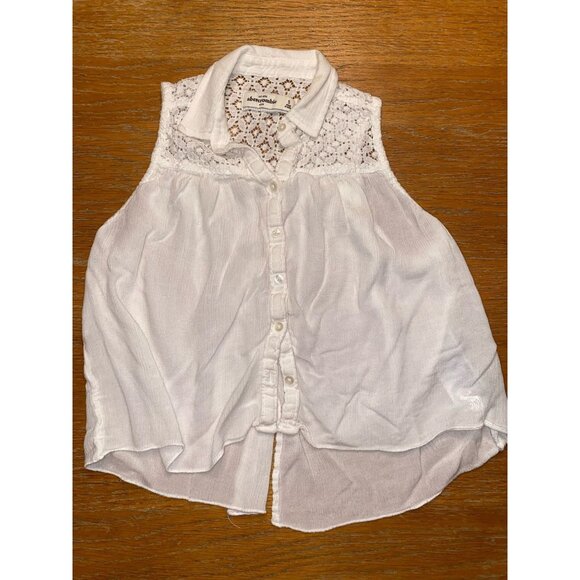 Sleeveless White Lace Button-Down Girls Top By Abercrombie - Picture 1 of 6